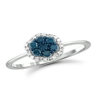 Carat T. W. plavo-bijeli dijamantski klaster prsten u Sterling srebru