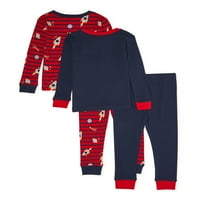 Wonder Nation baby and Toddler Boy duge rukave pripijene pidžame, 4 komada, veličine 12M-5T