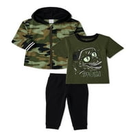 Wonder Nation Baby Boy & Toddler Boy jakna sa patentnim zatvaračem, T-Shirt & Jogger set odjeće za pantalone,