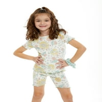 Star Wars djevojčica Baby Yoda Top, kratke hlače, suknja i Scrunchy Set za kosu, 4 komada, veličine 18M-2T
