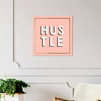 Runway Avenue tipografija i Citati Wall Art Canvas Prints 'Hustle' Inspirativni citati i izreke - Pink, White