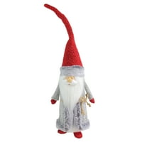 18. Siva i crvena Santa Gnome sa visokim kukičanim šeširom Božićna dekoracija