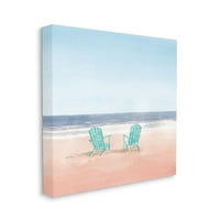 Stupell Industries tirkizne stolice za plažu na pastelnim Akvarelnim platnenim zidnim dizajnom James Wiens,