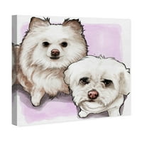 Wynwood Studio životinje zid Art Canvas Prints 'Precious Couple CUSTOM' psi i štenci - Bijela, roze