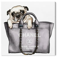 Wynwood Studio Fashion and Glam Wall Art Canvas Prints 'Mops in the Bag' torbe - crne, smeđe