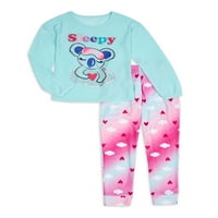 Wonder Nation set pidžama dugih rukava za djevojčice i Džogere, 2 komada, veličine 4 - & Plus