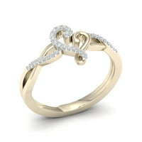 1 10ct TDW dijamant 10k žuto zlato apstraktno srce modni prsten