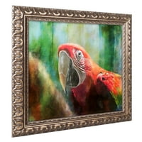 Zaštitni znak Likovna umjetnost Green Winged Macaw umjetnost na platnu Lois Bryan Gold Ornate Frame