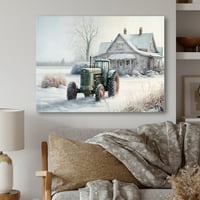 Designart traktor u štali u Winter II Platnenoj zidnoj umjetnosti