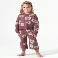 Moderni trenuci Gerber baby & Toddler Girl žakard džemper i pantalone širokih nogavica, 2-dijelni komplet odjeće