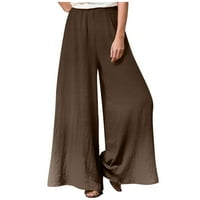 Usmixi na prodaju hlače za žene Ženske povremene hlače za široke noge Vintage lanene čvrste elastične struine