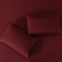 Komfornični set, svilenkasti meki saten krevet u torbi sa listovima jastučići Burgundija, kraljica