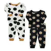 Little Star Organic Baby & Toddler Girl Dugi rukav i duge pantalone pidžame, veličina mjeseci - 5t