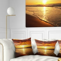 Designart jarko žuto sunce i mirni valovi - jastuk za bacanje morskog pejzaža - 16x16
