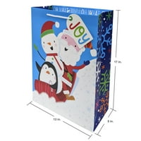 Jumbo Holiday Time Multi Color Santa Sled & Prijatelji Holiday Papir Poklon Torba