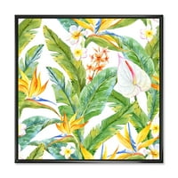 Designart 'žuto cvijeće i tropsko lišće II' moderni uramljeni platneni zidni umjetnički Print