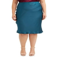 Ljubav Sadie ženska midi suknja sa satenskim završetkom u boji nakita Plus Size