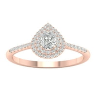 Imperial Ct TDW kruška dijamantski dvostruki oreol zaručnički prsten od 10k ružičastog zlata