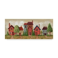 Zaštitni znak likovne umjetnosti' crveno plavo selo ' platnena Umjetnost Beverly Johnston