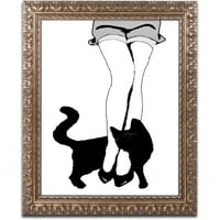 Zaštitni znak Likovna umjetnost crna mačka Umjetnost platna u boji pekarski Zlatni okićeni okvir