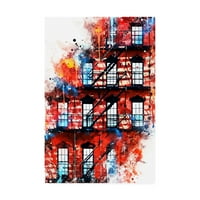 Zaštitni znak likovne umjetnosti 'NYC akvarelna kolekcija - Američka Fasada' Umjetnost platna Philippe Hugonnard