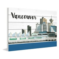 Marmont Hill Vancouver Skyline Molly Rosner Slika Umjetnički Otisak Na Bijelom Drvetu, 45,0 1,5