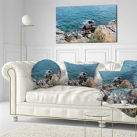 Designart Blue Waters na plaži poluostrva Krim - jastuk za bacanje na obalu mora - 12x20