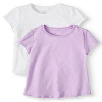 Wonder Nation Djevojke Kid Tough Crew Neck T-Shirts, 2-Pack, Veličine 4 - & Plus