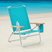 Mainstays drvna ruka naslonjena udobnom visinom stolice za plažu, teal