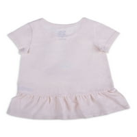 Peppa Pig Baby Girls & Toddler Girls flutter rukav T-shirt, Peplum T-shirt & helanke, 3-komad Outfit Set, mjeseci-5t