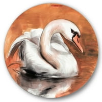 Designart' Close Up Swan On the Water ' tradicionalni krug metalni zid Art-disk od 36