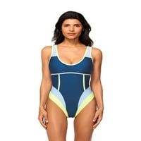 Reebok ženski kolor blokiran jedan kupaći kostim, UPF 50+, veličine XS-XXL