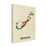 Zaštitni znak likovne umjetnosti' Bermuda akvarelna karta ' platnena Umjetnost Michaela Tompsetta