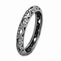 Sterling Silver Spacables izrazi crne podrušene prstene veličine 9
