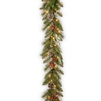Nacionalna stabla firme Ft. Frosted Pine bobica Garland sa jasnim svjetlima