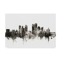 Zaštitni znak likovne umjetnosti' Dayton Ohio Skyline Black White ' platnena Umjetnost Michaela Tompsetta