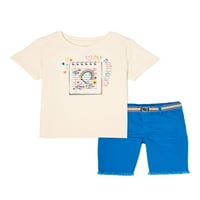 Grafička majica i bermude za djevojčice za djecu iz Garanimals, 2-dijelni komplet odjeće, veličine 4-10