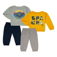 Garnimals komplet odjeće za dukserice i trenirke od flisa za bebe i male dječake, 4 komada, veličine 12m-5T