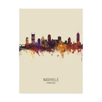 Zaštitni znak likovne umjetnosti 'Nashville Tennessee Skyline portret III' Umjetnost platna Michaela Tompsetta