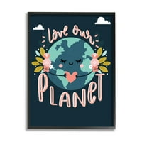 Stupell Industries Love our Planet Phrase Floral Cartoon Earth Design by Angela Nickeas