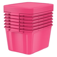Bella Storage galon trendi roze plastike zaključavanje poklopac Tote Set od 6
