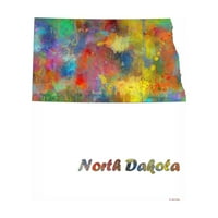 Marlene Watson 'Sjeverna Dakota Državna Karta 1' Platno Umjetnost