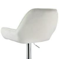 Elama Podesive baršunaste barske stolice u bijeloj boji sa hromiranom bazom