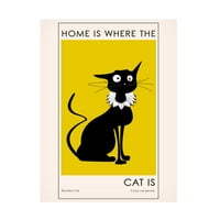 Ayse 'dom je tamo gdje je mačka' umjetnost na platnu