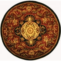 Classic Kirsteen cvjetni prostirki od vunene vune, crvena crna, 3'6 3'6 krug