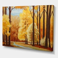 Designart 'Orange Autumn Trees At Sunrise' Farmhouse Canvas Wall Art Print