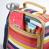 Fit + Fresh vertikalna izolovana torba za ručak sa 28oz. Čelična Flaša Za Vodu, Šarena Pruga