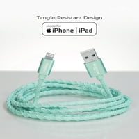 Liquipel Powertek iPad & iPhone punjač kabela, brza punjenje 6FT MFI certificirane munje do USB kabela, Twizzler Mint