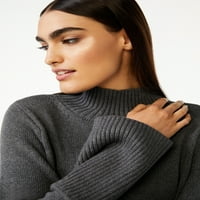 Ženski visoki rebrasti džemper sa Dolčevicom