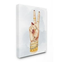 Stupell Industries Designer ručni znak za mir sa zlatnim priborom koji je dizajnirao Ziwei Li